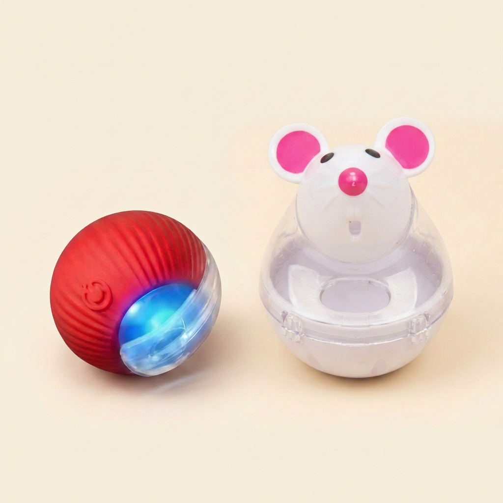 Kit Hogar Multi-mascota: Pelota Rodante Inteligente + Tentetieso Ratón Dispensador